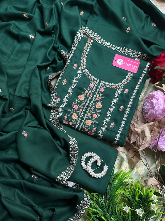 Machine Embroidered Pakistani Pure Pashmina Suits