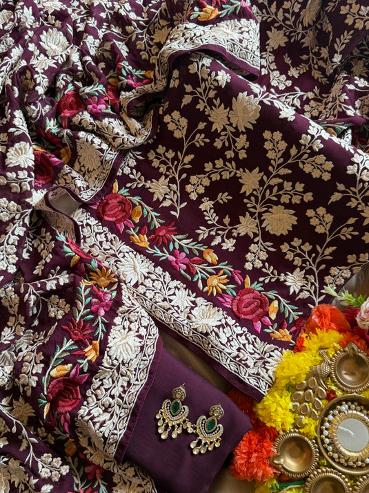 Parsi work pure Georgette suit set