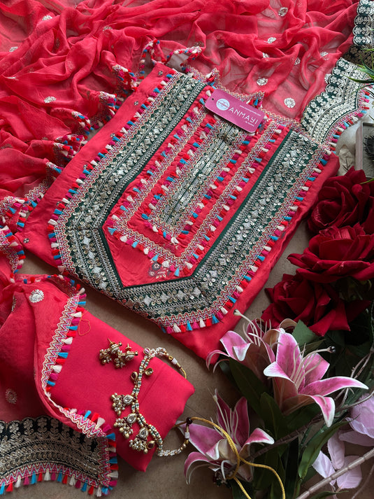 Boho looks coloured muslin suit set