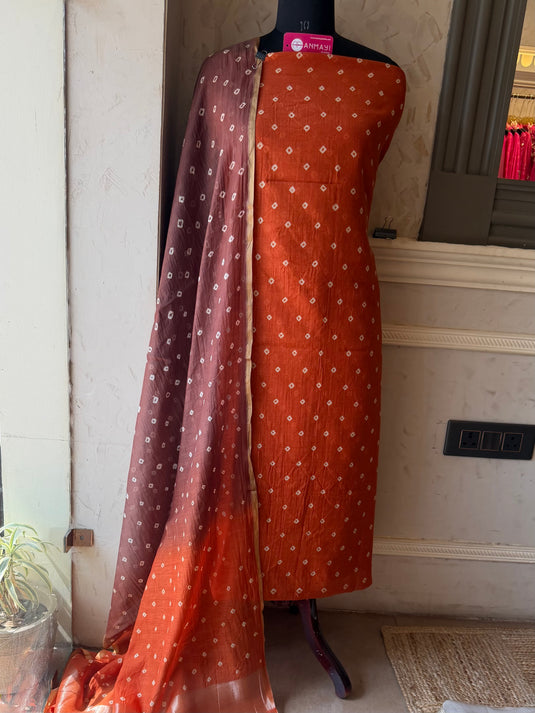Badhani pure Mul suit set with zari weave dupatta