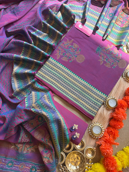 Mangalagiri south cotton block print suit set