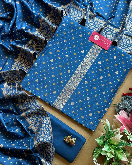 Pure Dolla silk Banarasi Bandhani suit set