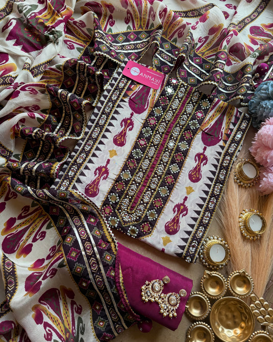 Patola print organza silk set