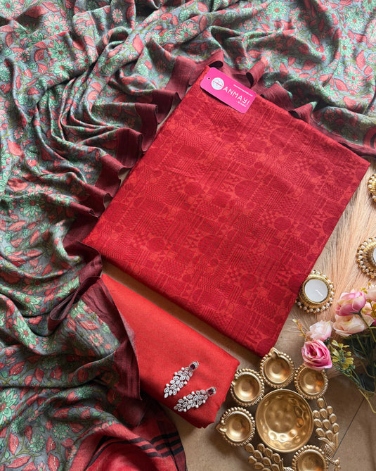 Pure pashmina self print with kalamkari shawl