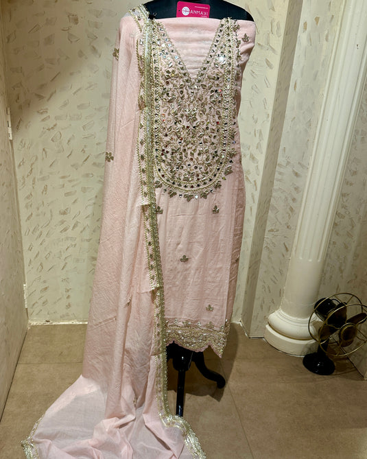 Gotta work u neck pure mul cotton suit set