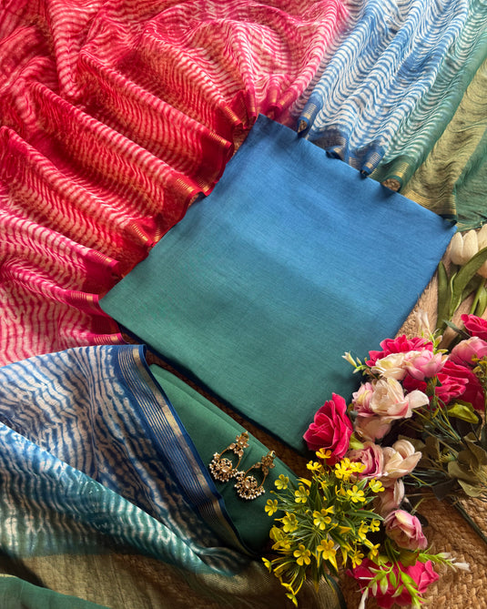Shibori knots dye dupatta with ombre shaded suit set