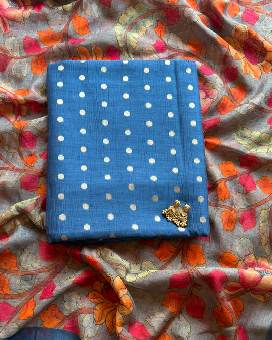 Mul Banarasi festive suits with kalamkari dupatta