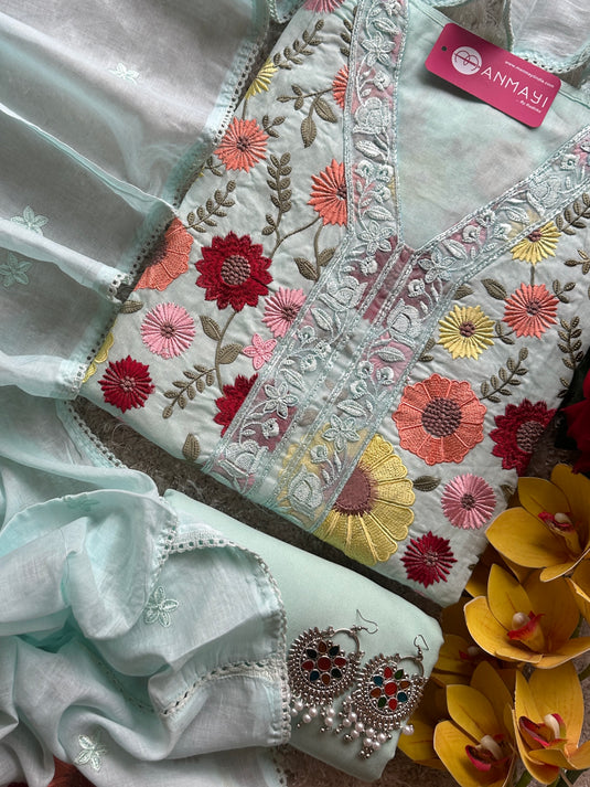 Mul Chanderi Jaal parsi work suit set