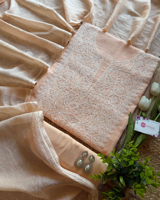 Pure Kota suit set with chikankari embroidery
