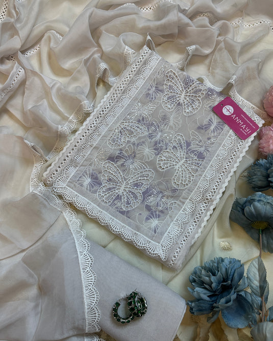 Butterfly crochet soft organza pastel suits