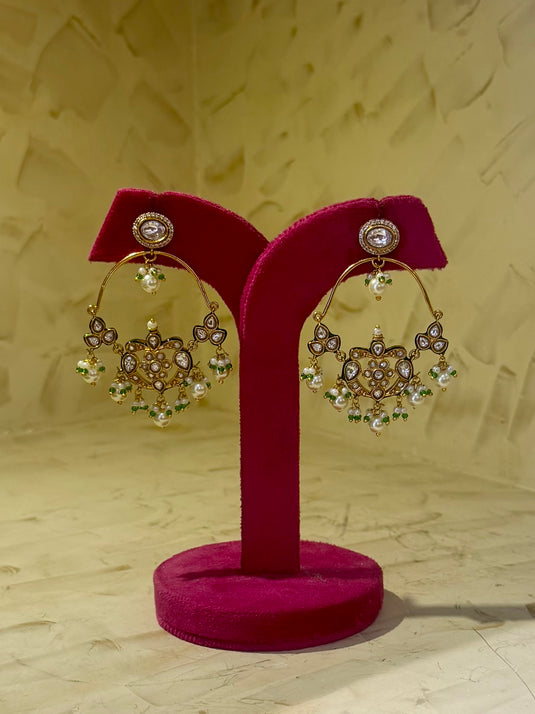 Hanging polki pearl chaandbaali