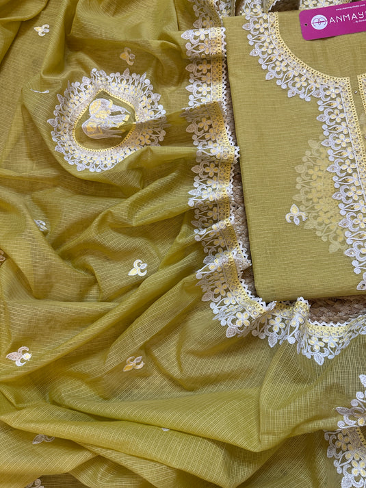 Kota Doria Dori zari embroidered suit set
