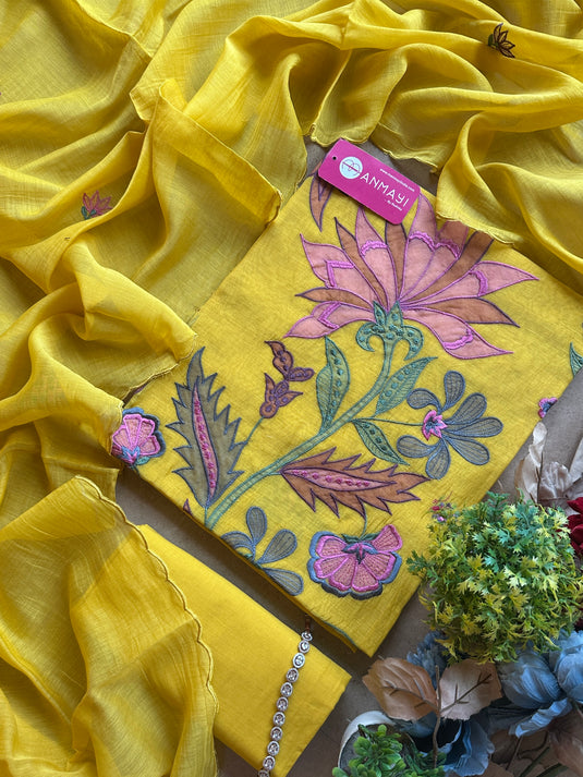 Appliqué work pure mul suit set