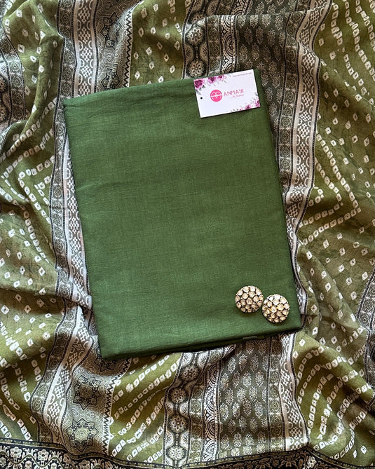 All over linen suit with Bandhani print dupatta