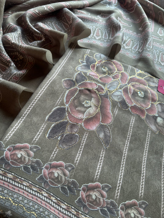 Stripy blooming flower spun suit set