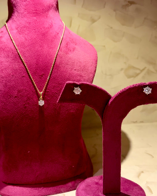 Solitaire pendant chain set