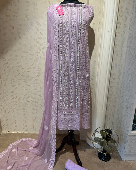 Pastel Jaal Chikankari pure georgette suit set