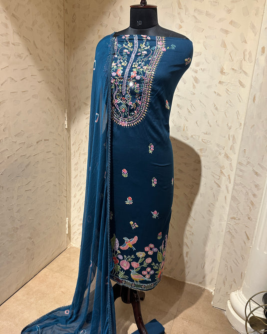 Highlighted neck persian print jaam cotton suit set