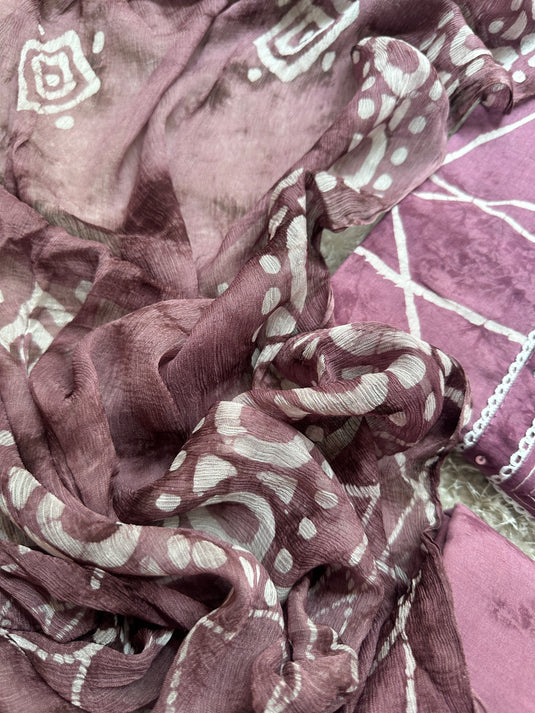 Thread batik pure cotton suit set with pure chiffon tassel dupatta