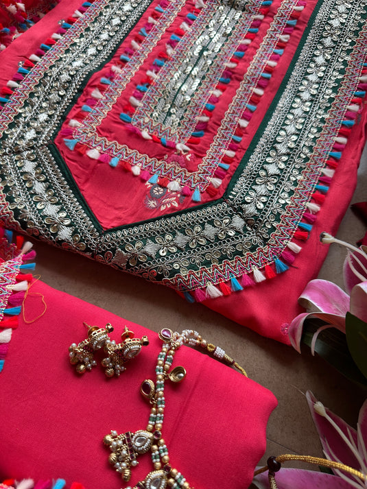 Boho looks coloured muslin suit set