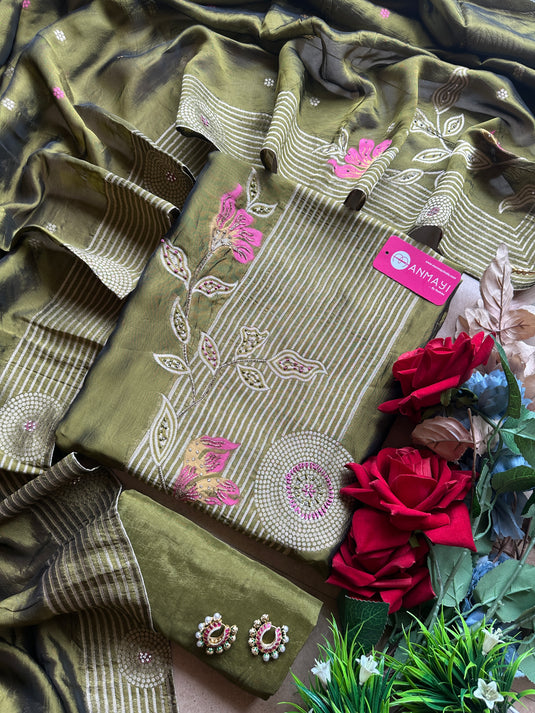 Taffeta silk jacquard banarasi suit set