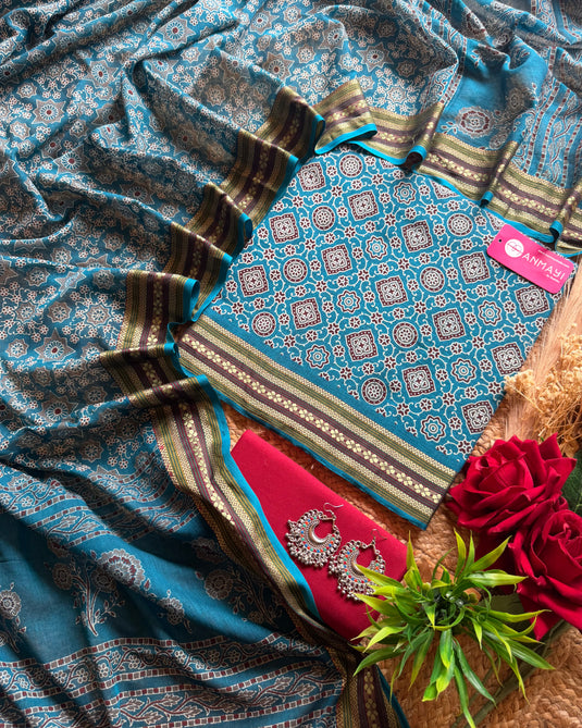 Manglagiri ajrakh cotton suit set