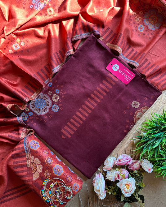 Combination floral Jamawar suit set