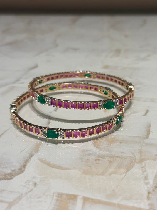 Panna Gulabi bangle set
