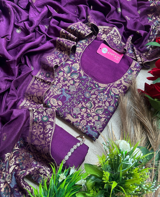 Vibrant and Pure dolla silk brocade work suit