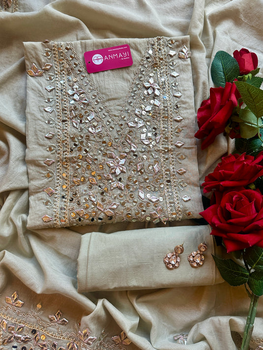 Gotta work u neck pure mul cotton suit set