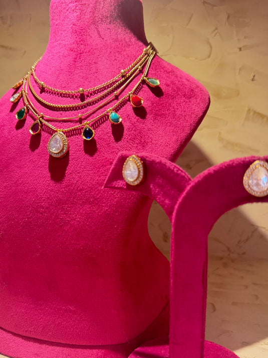 Layered chain stack Kundan set