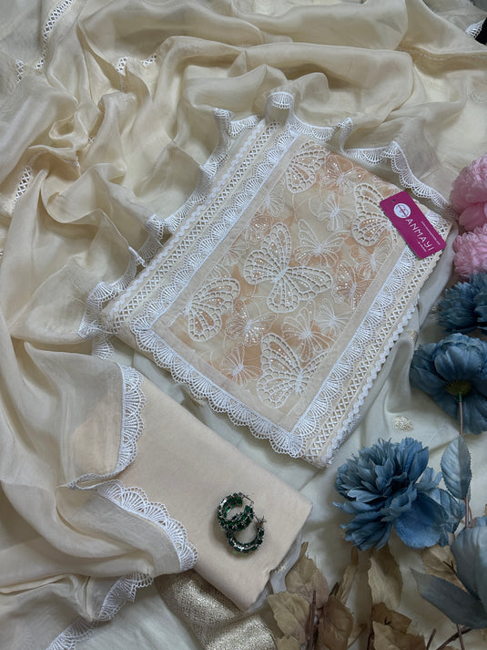 Butterfly crochet soft organza pastel suits