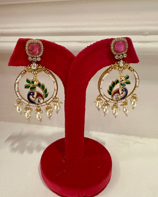 Peacock throne coloured pearl hangings