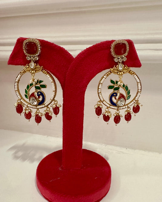 Peacock throne coloured pearl hangings