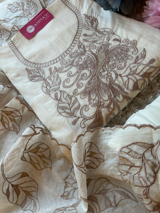 Mul Chanderi dori work bird suit set