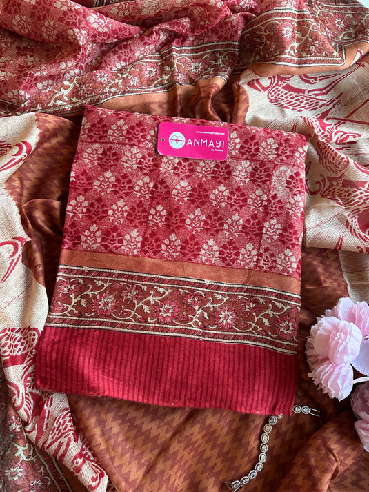 Pure Maheshwari block print suit set