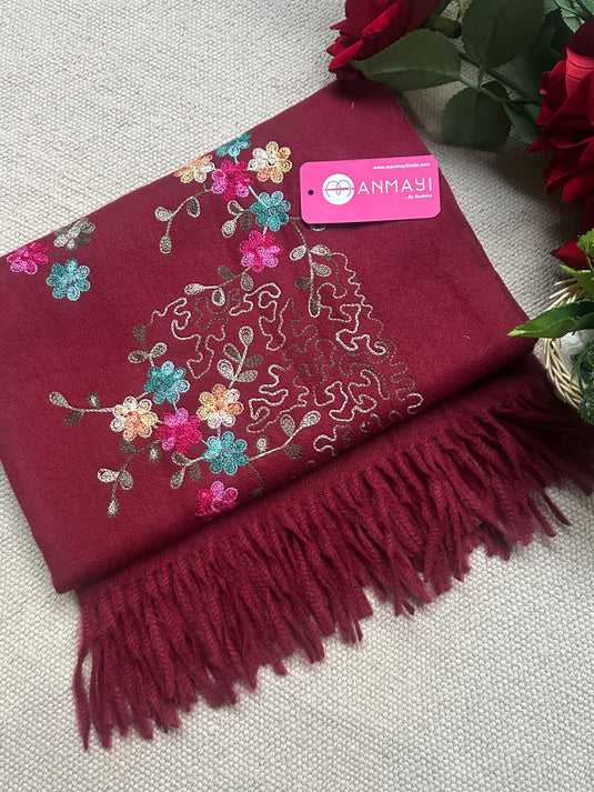 Multi coloured Kashmiri Jaal work stoles