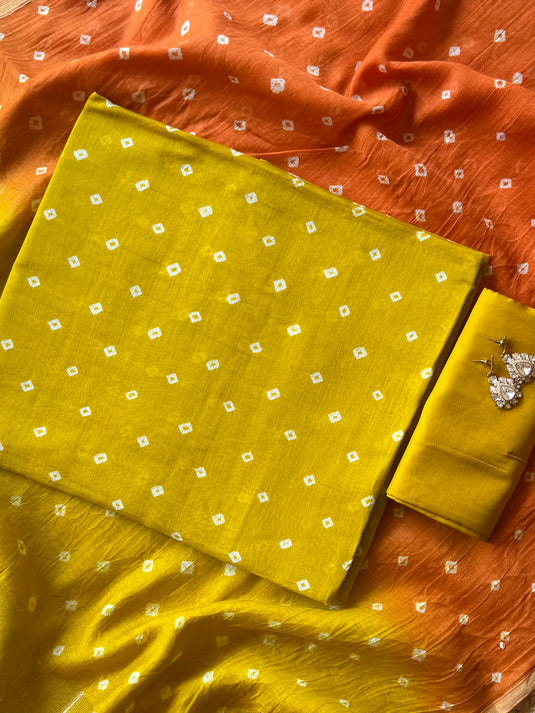 Badhani pure Mul suit set with zari weave dupatta