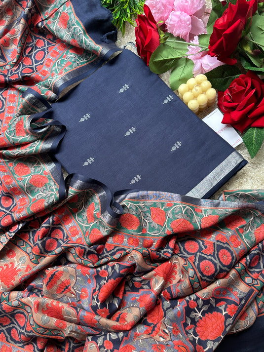 Linen All Over Banarasi highlights suit with digital dupatta