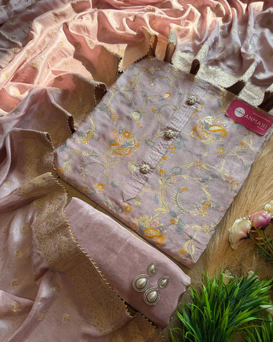 Dolla silk pastel banarasi jacquard work suit set
