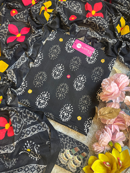 Appliqué dupatta pure cotton mirror work suit set by