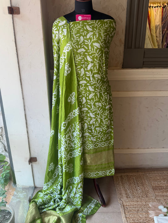 Batik Muslin Zari weave suit set