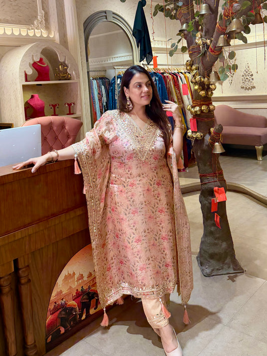 Pastel printed shimmer gotta work kaftan set