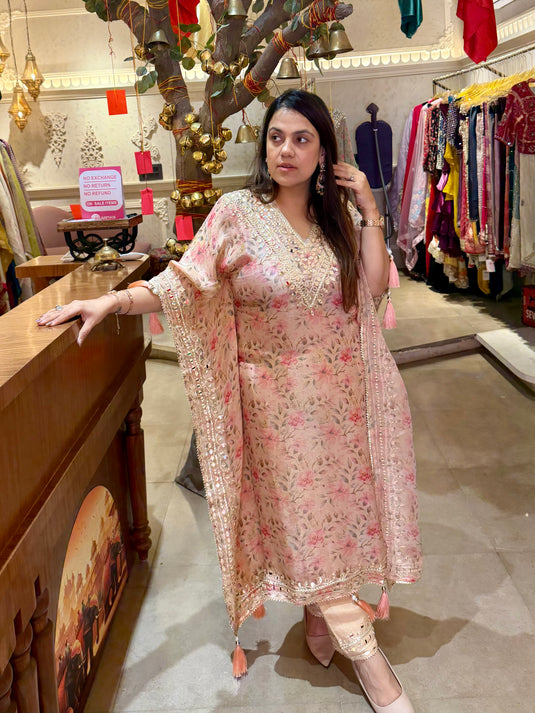 Pastel printed shimmer gotta work kaftan set