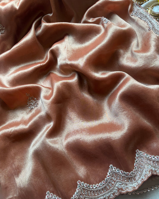 Shimmer tissue metallic embroidered border saree