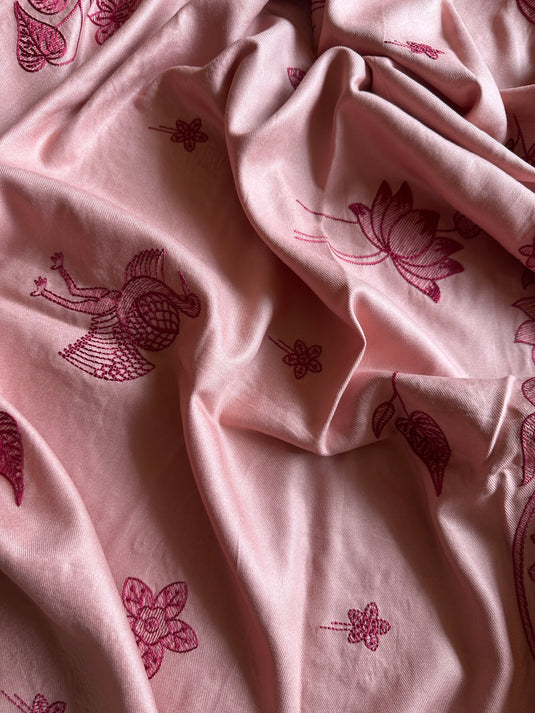 Pure pashmina swan embroidered cutwork suit set