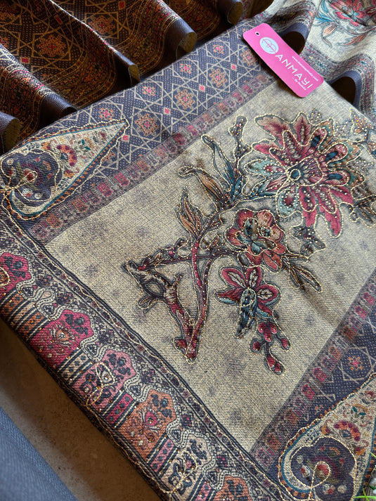 Pakistani print soft spun suit set with highlights