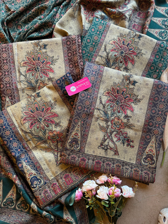 Pakistani print soft spun suit set with highlights