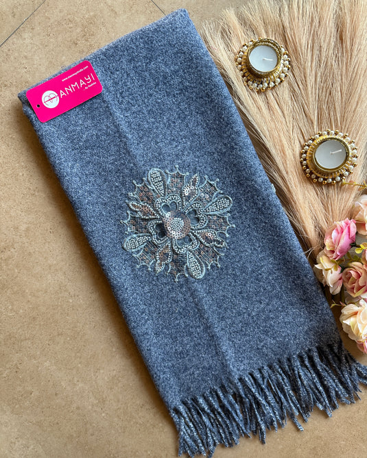 Patched organza flower stole