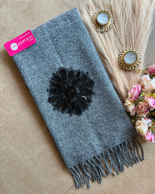 Patched organza flower stole